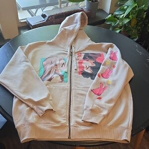 Hot Topic Beige Hoodie with Anime Print